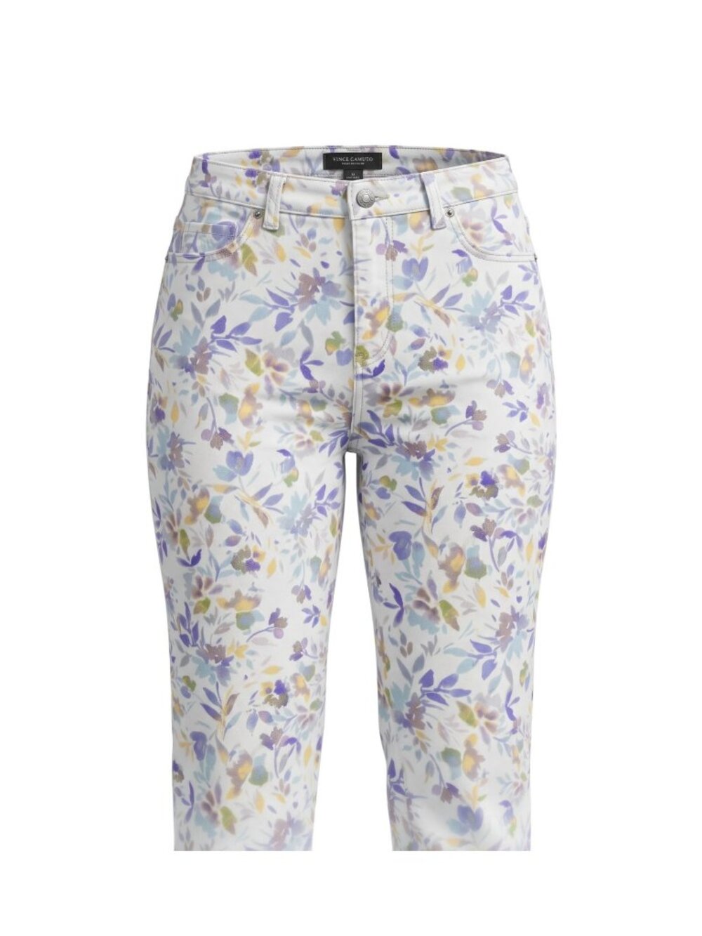 Gloria Vanderbilt Amanda Womens White Pastel Floral Cropped Pants Size 8